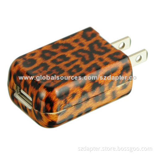 5V/1A Water Transfer Surface USB Mobile Phone Chargers with 1,000mAh Capacity, 65 x 35 x 19mm Size